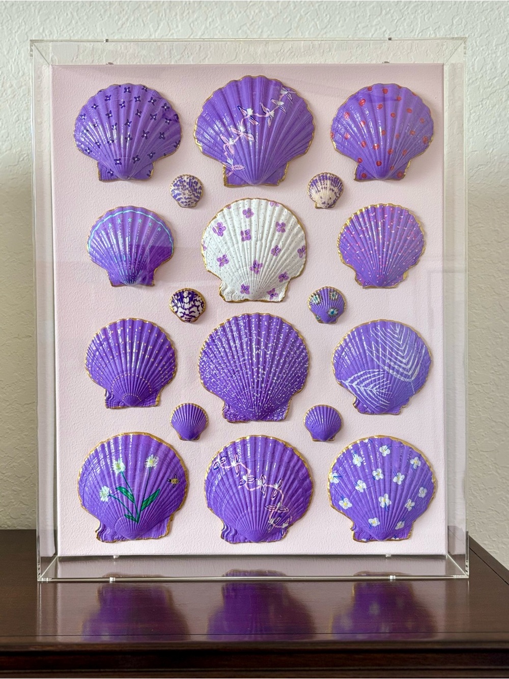 She Shells Art - Hand-Painted Seashell Art on Canvas - Mermaids Garden
